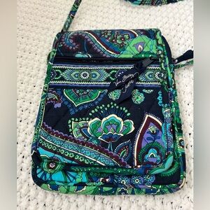 EUC Vera Bradley mini hipster in blue green paisley pattern.